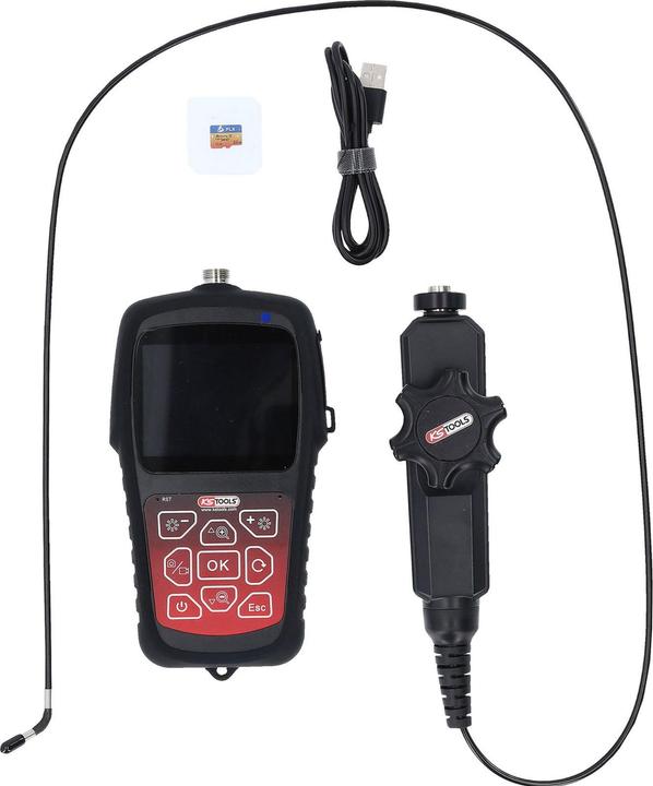 Produktbild KS Tools HD-Videoskop-Satz mit Ø 3,9 mm 180° und 0° HD Frontkamera-Sonde, flexible PVC Hülle, 3-tlg