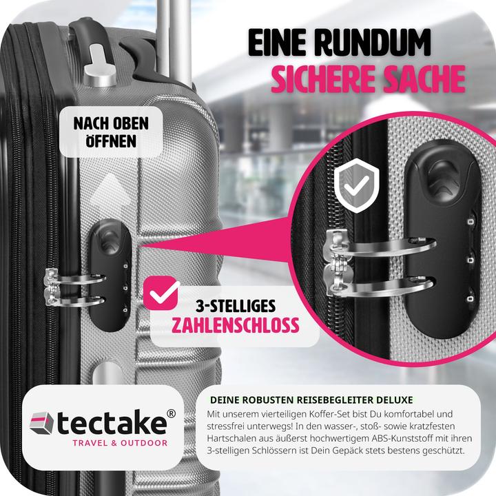 Produktbild tectake Hartschalenkofferset (106 l, Handgepäck (bis 50l), M (50 - 90l), L (90 - 115l))