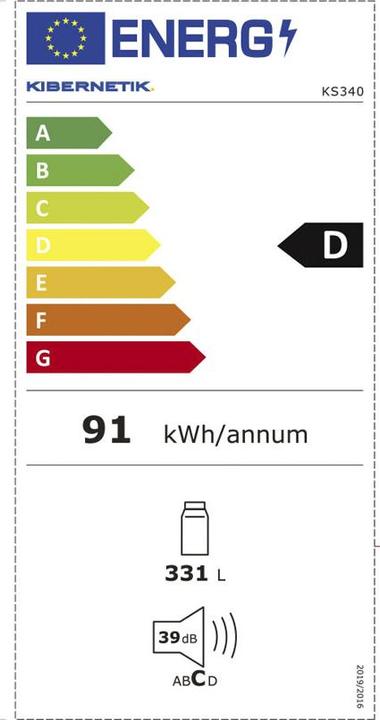 Label énergétique Kibernetik Réfrigérateur D9470340 (331 l)