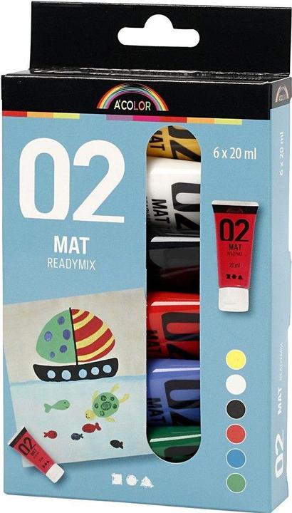Produktbild Creativ Company Acrylverf - Verschillende kleuren, 02 - Matt, 6x20ml (Standard-Farben, 120 ml)