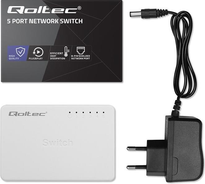 Produktbild Qoltec Netzwerk Switch 5xRJ45 Port 1000Mbps LAN (5 Ports)