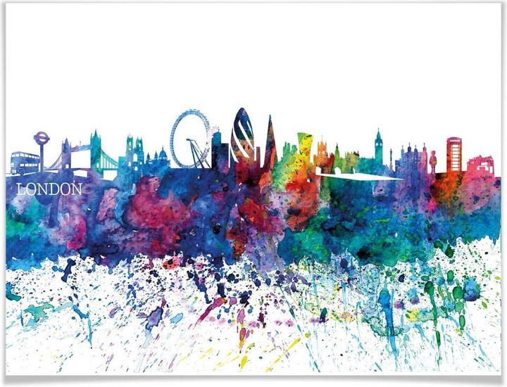 Actual product image Trenddeko London watercolor skyline (60 x 50 cm)