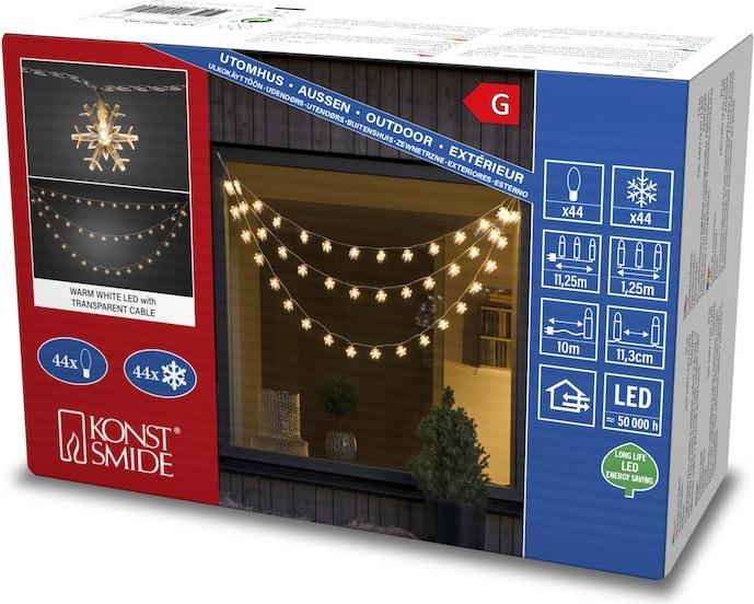 Produktbild Konstsmide LED-Lichtervorhang Schneeflocken, 44 LED, 1.25 m, Outdoor (1.25 m)