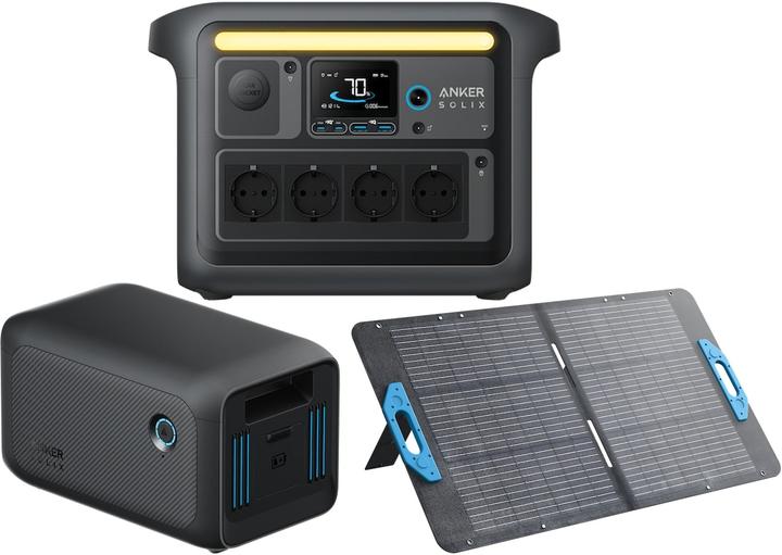 Produktbild Anker SOLIX Powerstation-Set, C1000X + Erweiterungsakku BP1000 + Solarmodul PS100