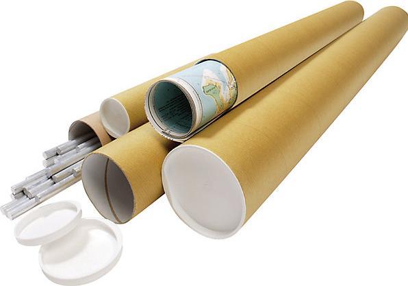 Actual product image kaiserkraft Mailing tube, with plastic cap and base, LxØ 1150 x 140 mm, brown, 4+ items. (1 x)