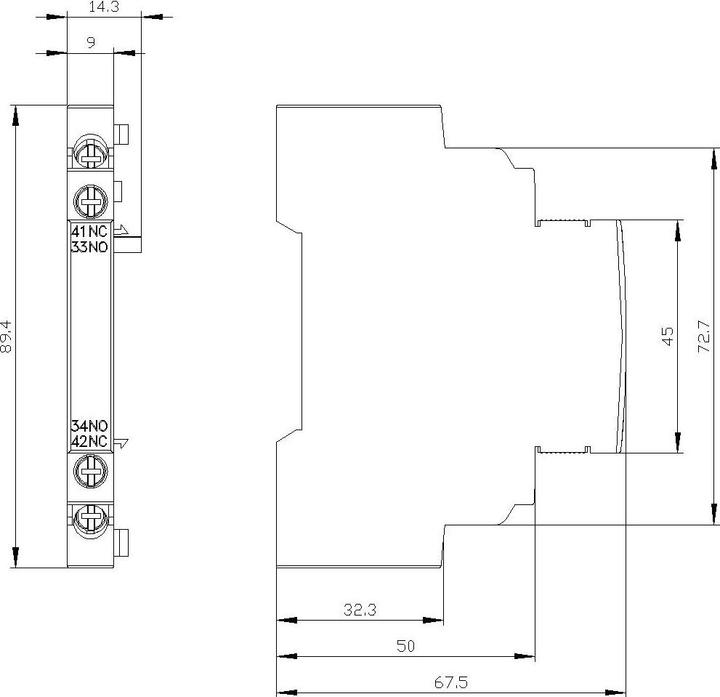 Produktbild Siemens Hilfsschalter seitlich 1S 1Ö