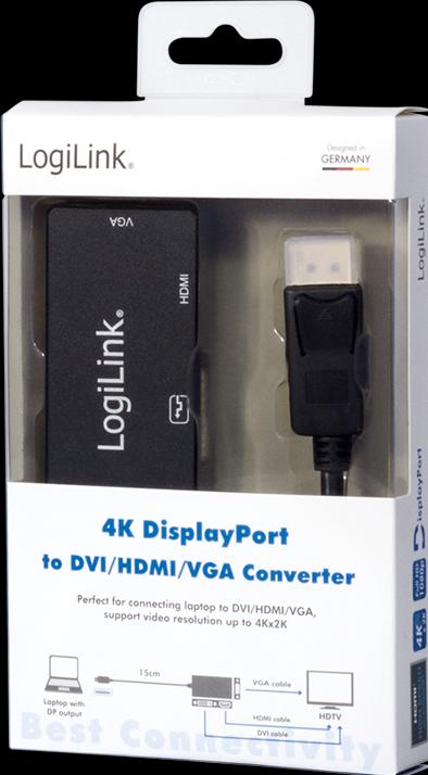 Actual product image LogiLink 4K DisplayPort Adapter (DVI, HDMI, VGA, 15 cm)