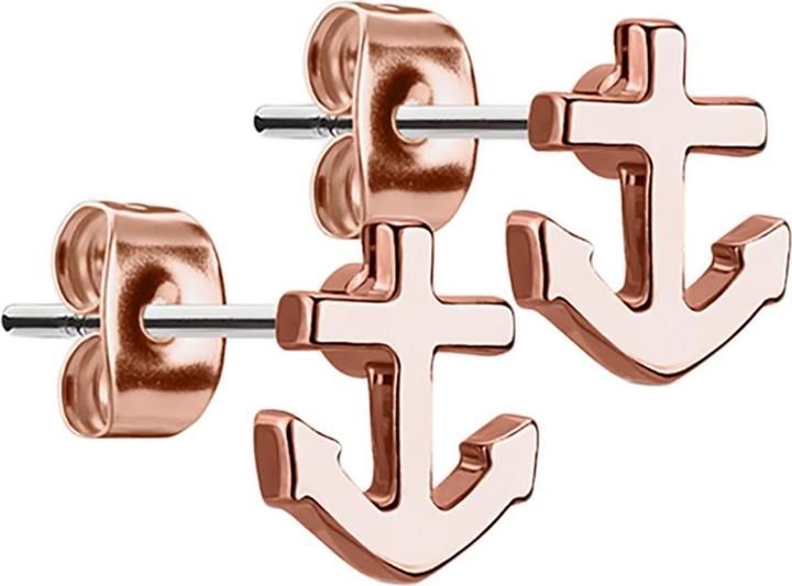 Produktbild Star Piercing Ohrstecker Anker rosegold (Messing, Chirurgenstahl 316L)