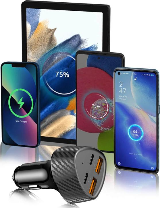 Image du produit Akashi Chargeur de voiture 37W 2x USB 3.0 + 1x USB-C Power Delivery