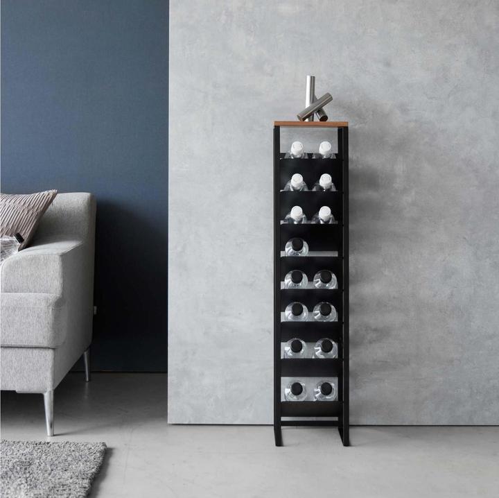 Image du produit Yamazaki Rack à bouteilles à 8 étages avec étagère en bois TOWER (20 x 19,5 x 88,5 cm, 16 Fl.)
