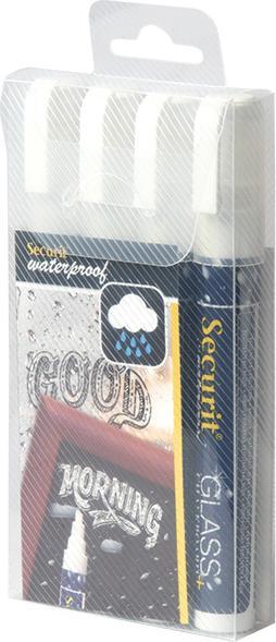 Actual product image Securit Chalk marker WATERPROOF MEDIUM, case of 4, whiteá (Multicoloured, 6 mm, 4 x)
