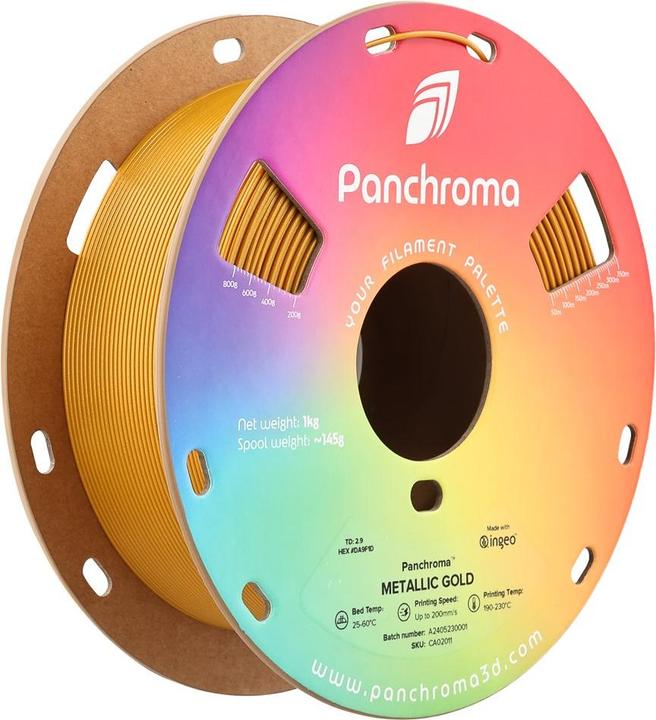 Actual product image Polymaker Panchroma™ PLA Metallic (PLA, 1.75 mm, 1000 g, Gold)