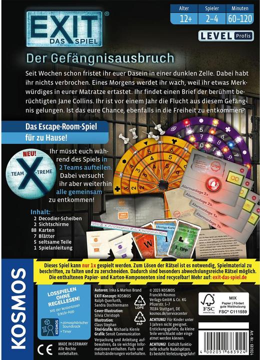 Image du produit Kosmos EXIT® - Le jeu : L'évasion de la prison (Allemand)