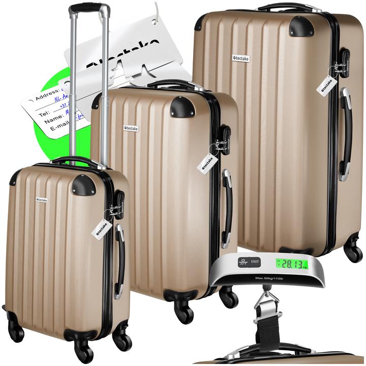 Actual product image tectake 3er Kofferset Talia mit Kofferwaage und Kofferanhänger (93 l, L (90 - 115l))
