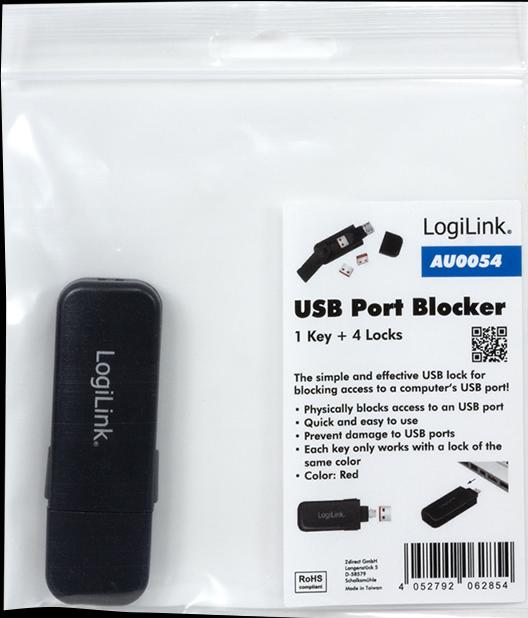 Actual product image LogiLink USB-A-Port lock (1x key and 4x locks)