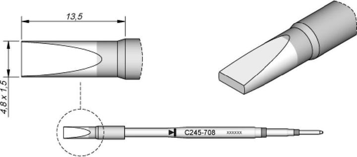 Image du produit JBC Pointe à souder série C245 forme burin, C245708/4,8 x 1,5 mm, droite
