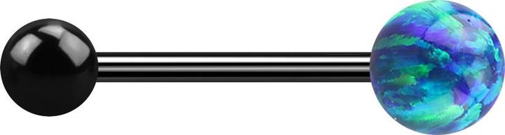 Image du produit Star Piercing Micro Barbell noir avec boule et boule opale bleue (sans laiton, Acier chirurgical 316L)