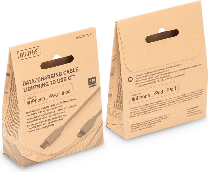 Actual product image Digitus Data / Charger Cable, USB-C - Lightning, MFI (1 m, USB 2.0)