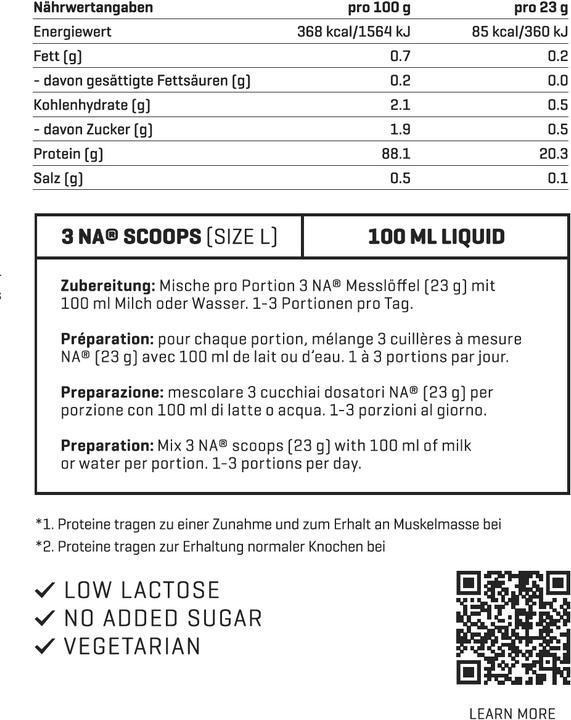 Nährwerte und Zutaten Nutriathletic Whey Protein Isolate (Erdbeere, 1 Stk., 800 g)