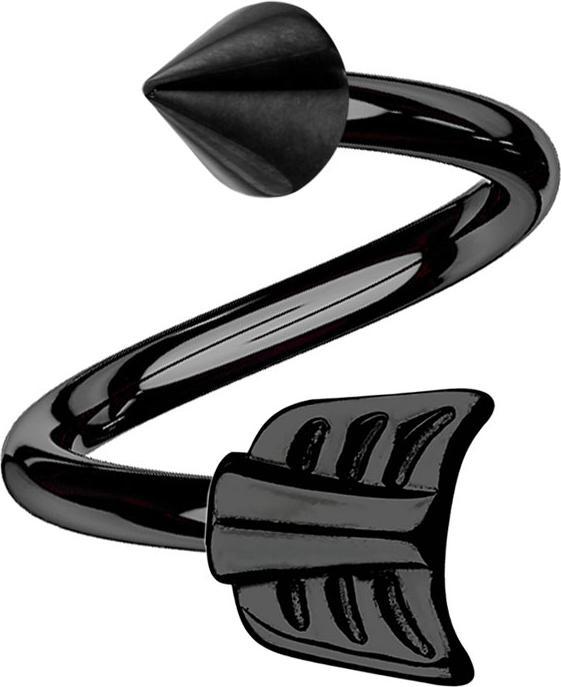 Star Piercing Micro Spirale schwarz mit Cone und Pfeil (ohne Messing, Chirurgenstahl 316L)