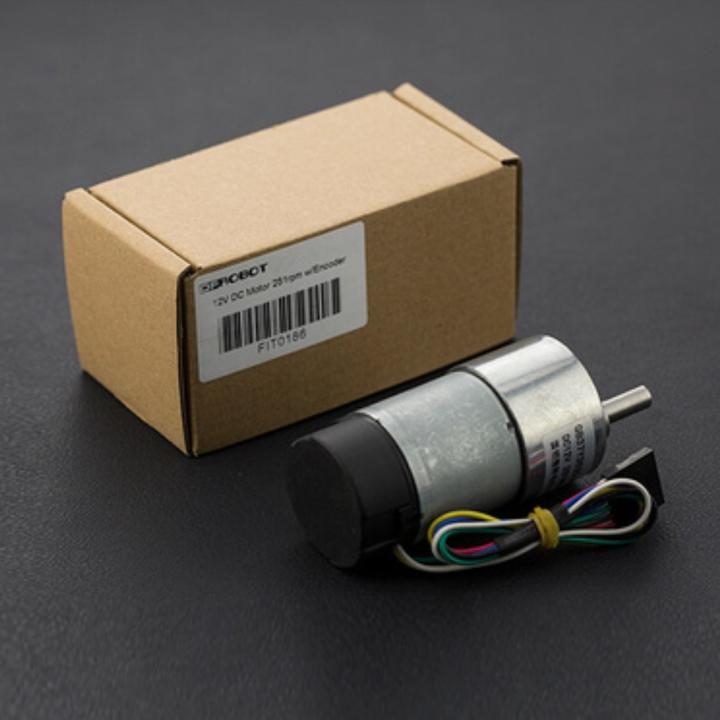 Actual product image DFRobot 12V 251RPM 18Kg*cm DC Gear Motor with Encoder