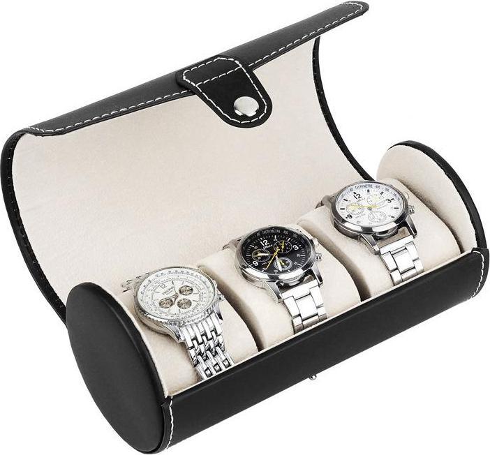 Actual product image JTI Round watch storage, imitation leather - black
