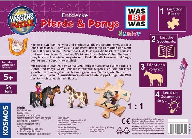 Actual product image Kosmos Knowledge puzzle WAS IST WAS Junior - Discover the pony farm (54 pieces)