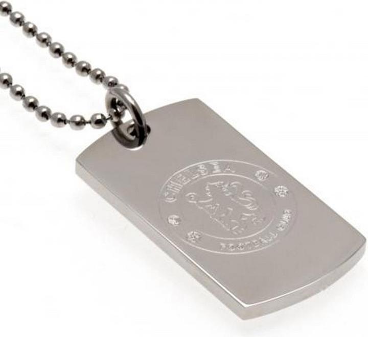 Chelsea FC Graviert Erkennungsmarke Und Kette Sterling Silber (100% Sterling Silber)