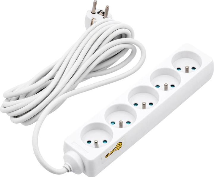 Productafbeelding Toya Elektrische verlengkabel met aarding, 5 stopcontacten, 5 m, 72510 (5 x, 5 m)