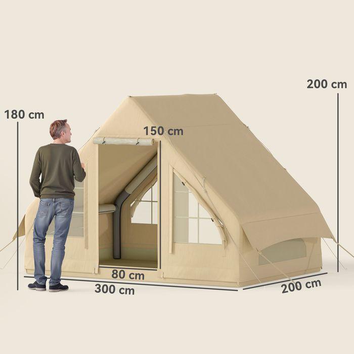 Actual product image Swisshandel24 Aufblasbares Campingzelt Aufblasbares Zelt mit Fenster, Tür für 3 Personen Sand (Inflatable tent, 18 kg, 3 persons)