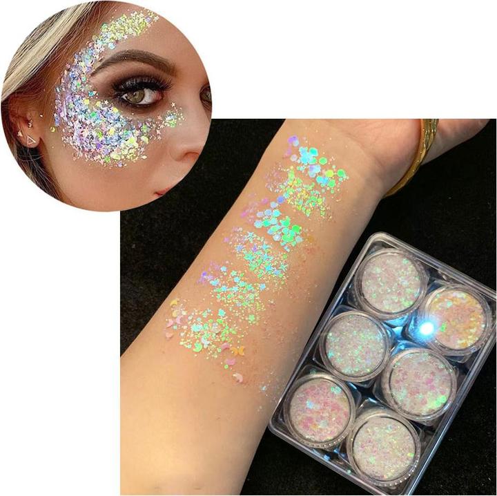 Immagine prodotto Noya Holographisches Festival Gesichts- und Körper Glitzer Selbstklebende Glitter Gel Lidschatten