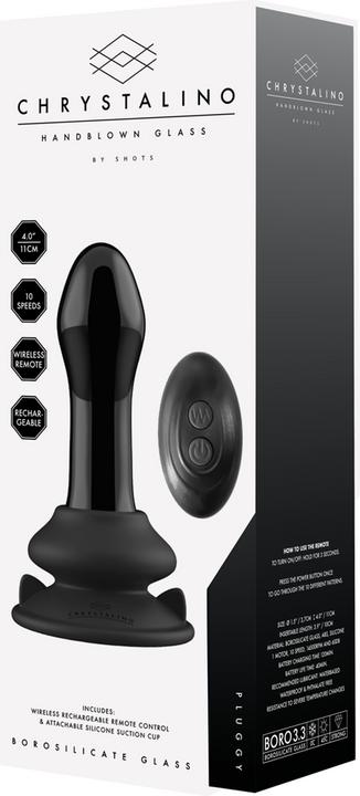 Produktbild Shots Pluggy - Glass Vibrator - With Suction Cup and Remote - Rechargeable - 10 Speed