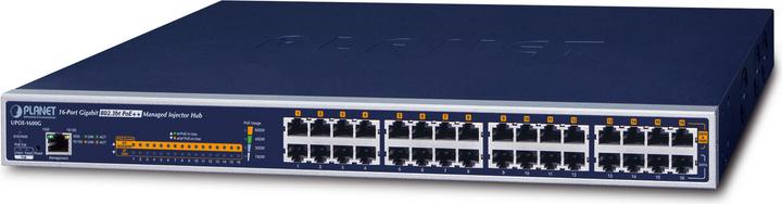Image du produit Planet Injector Hub 16 ports Gigabit 60W Ultra PoE managed 600 Watts PoE Budget (802.3af (PoE), 802,3bt (PoE+++), 802,3at (PoE+), 600 W)