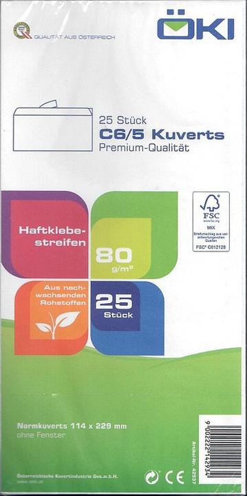 Actual product image Office Depot Envelope 80 g Hf, C5/6, white, 25 pieces (229 x 114 mm, 25 x)