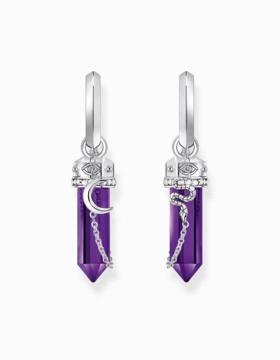 Produktbild Thomas Sabo Creolen mit Anhänger mit imitiertem Amethyst Silber geschwärzt (925er Silber/Silber)