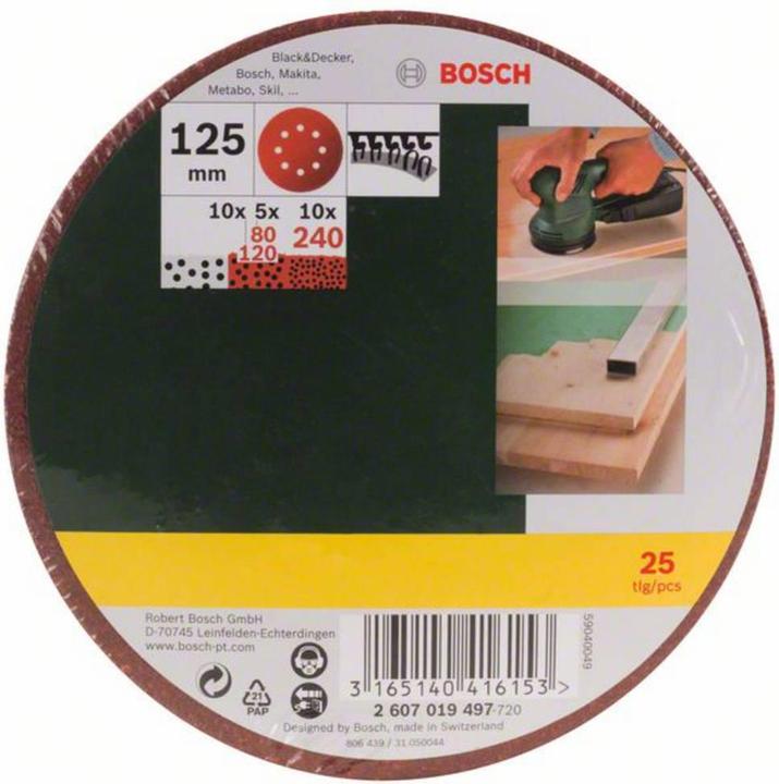 Image du produit Bosch Zubehör Jeu de feuilles de sablage à orbite aléatoire grain mixte (80, 120, 240)