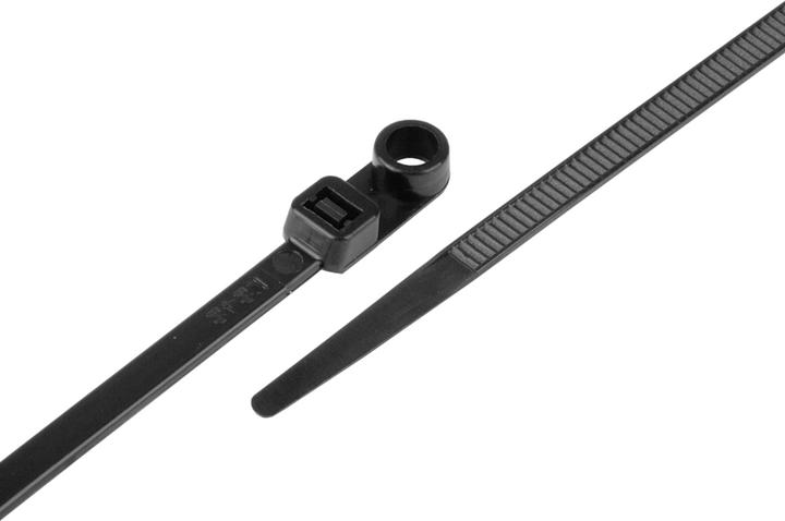 Immagine prodotto Steffen Fascette con foro per vite nere 300 mm x 4,8 mm, confezione da 100 pezzi. (Fascette in plastica, 100 mm, 100 pz.)