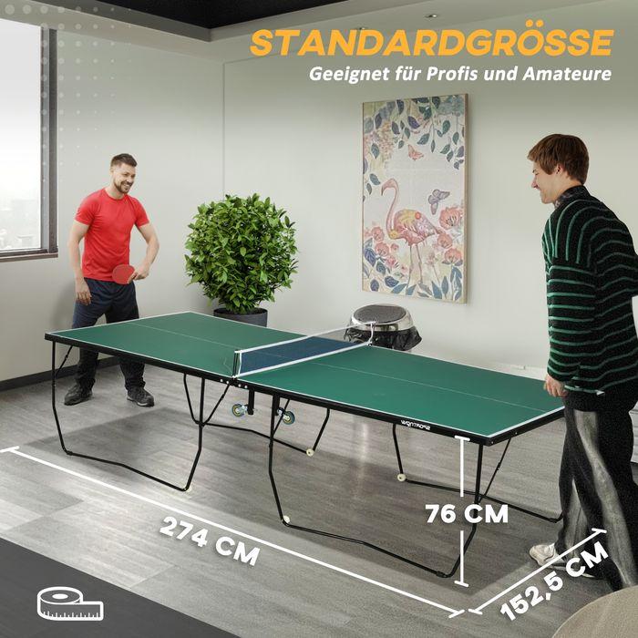 Image du produit Homcom Table de ping-pong pliante avec roues, raquettes et balles incluses
