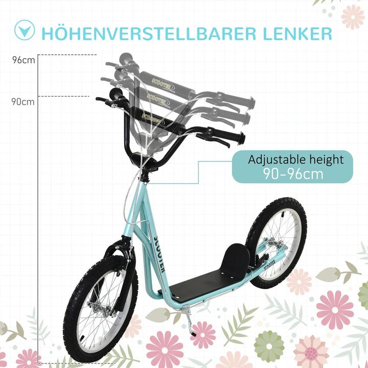 Actual product image Homcom Height-adjustable children's scooter with brake Lightweight light blue