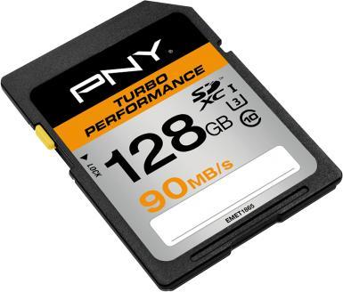 Actual product image PNY SDXC Card 128GB Turbo Performanc UHS-I (128 GB, SDXC, U3, UHS-I)