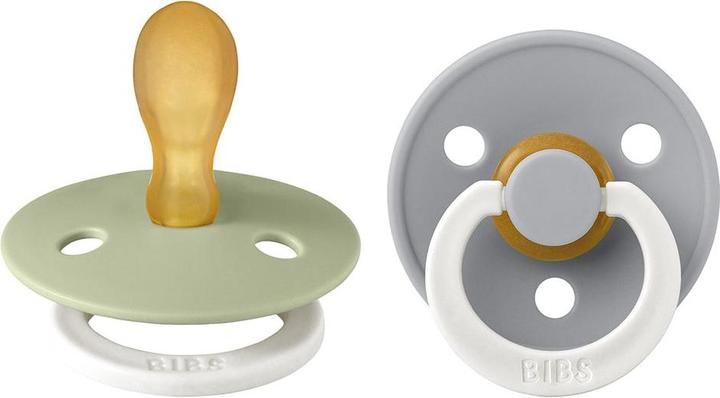 Actual product image Bibs Nuggi Colour 2 PACK Latex Symmetrical 6-12m Sage GLOW Cloud GLOW (2 x, 6 - 12 M.)