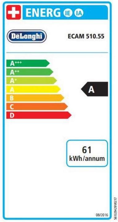 Label énergétique De'Longhi PrimaDonna Evo ECAM510.55.M