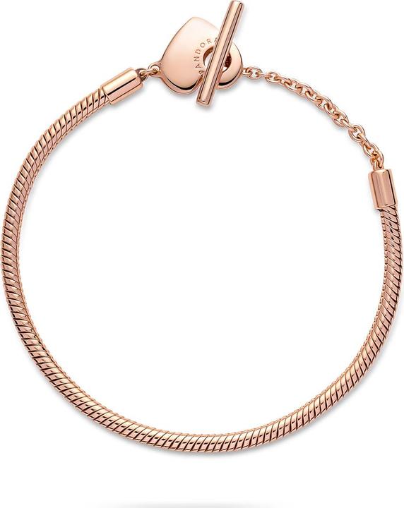 Immagine prodotto Pandora Bracciale in oro rosa 14k Moments Heart T-Bar Snake Chain (17 cm, Metallo, placcato oro rosa)