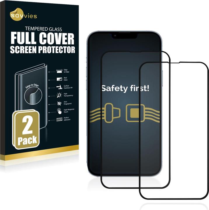 Produktbild Savvies Full-Screen Displayschutz Panzerglas Schutzglas (2 Stück, Apple iPhone 13 Pro Max)