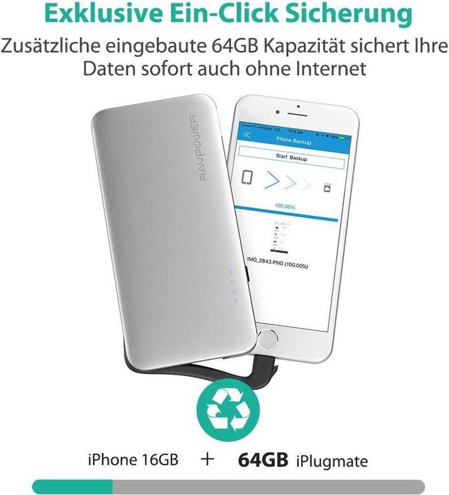 Actual product image RAVPower RP-IM008 Flash Drive 64GB (5000 mAh, 18.50 Wh)