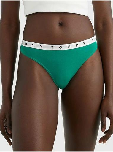 Actual product image Tommy Hilfiger Ladies 3P Thong Thong Panties, Green Mal/French Orchid/Desert Sky, S (S)