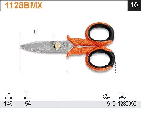 Produktbild BETA 1128BMX Elektrikerschere, gerade Schneiden aus rostfreiem Stahl, mit Mikroverzahnung (hochwerti (14.70 cm)