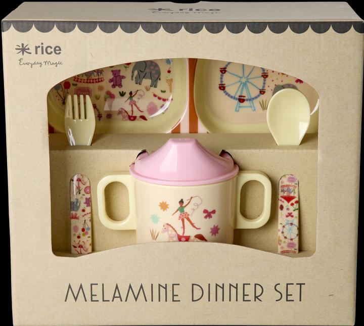 Rice - Melamine Baby Dinner Set - Fun Fair Print - Pink