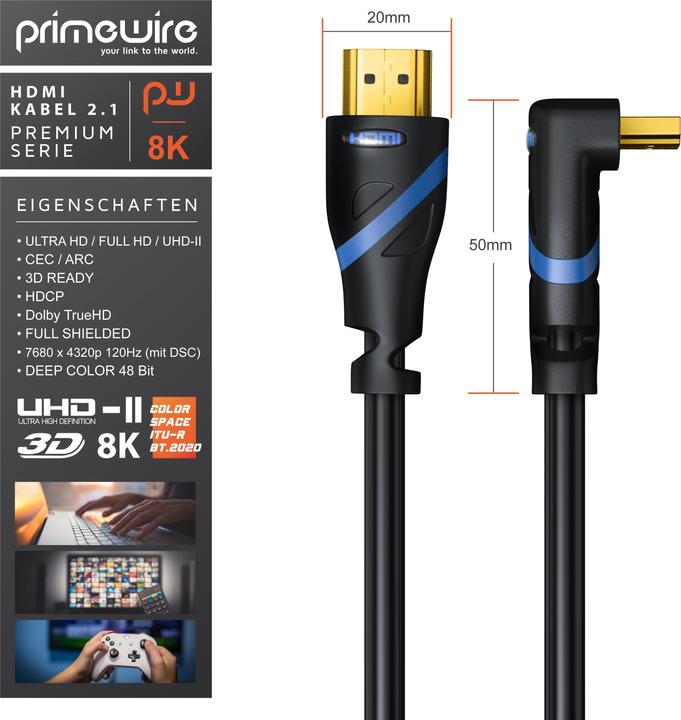 Actual product image Primewire HDMI Cable 2.1, 8K Premium UHD High Speed, 7680x4320 @ 240 Hz with DSC - 4k @ 240Hz with DSC (3 m, HDMI)