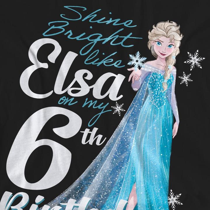 Actual product image Disney Frozen Unisex Adult Bright Like Elsa 6th Birthday T-Shirt (S)